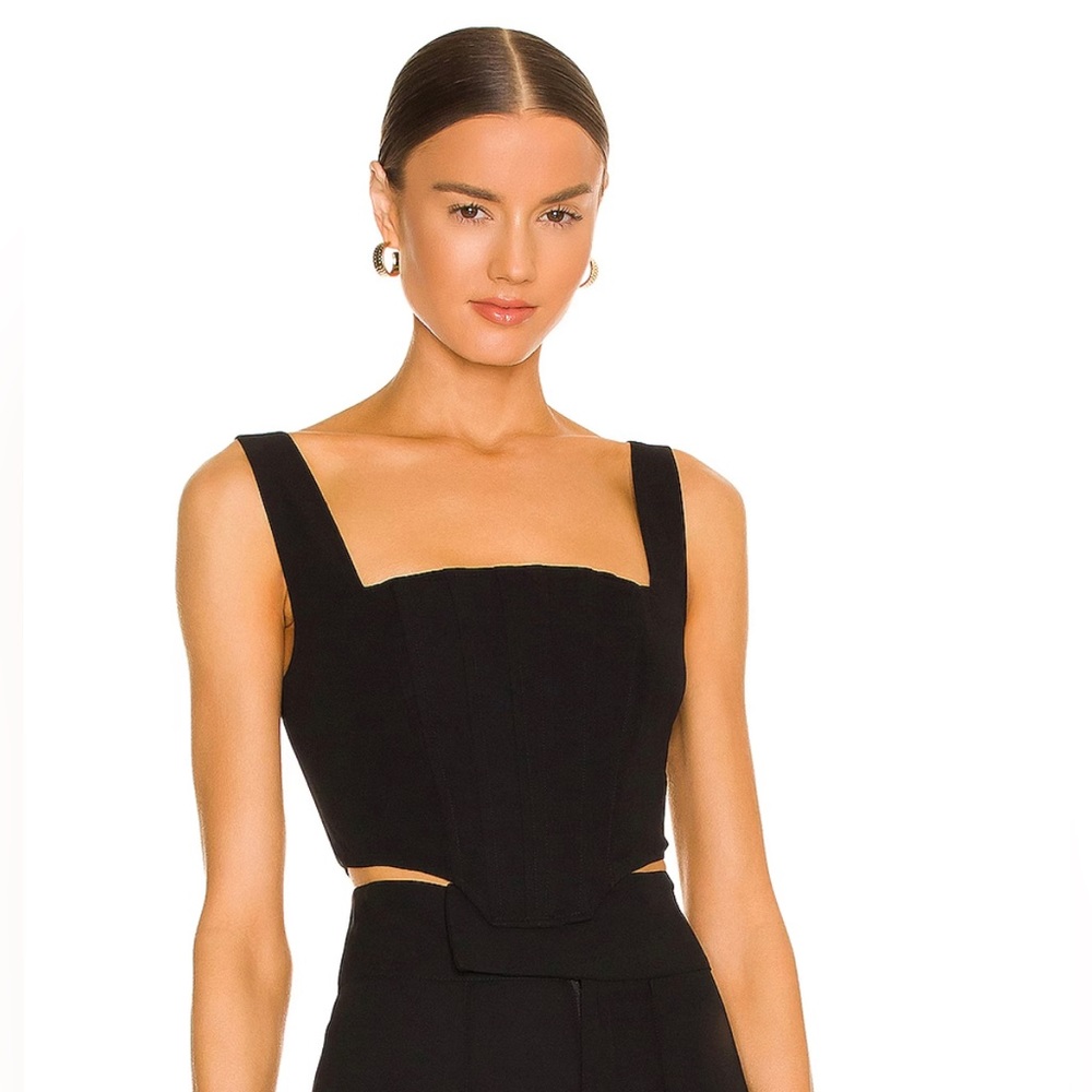 NICHOLAS Black Structured Square Neck Tank